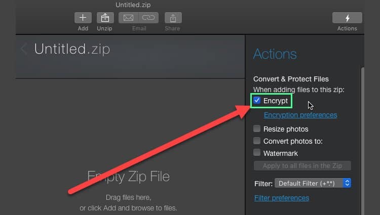 encrypting zip files mac