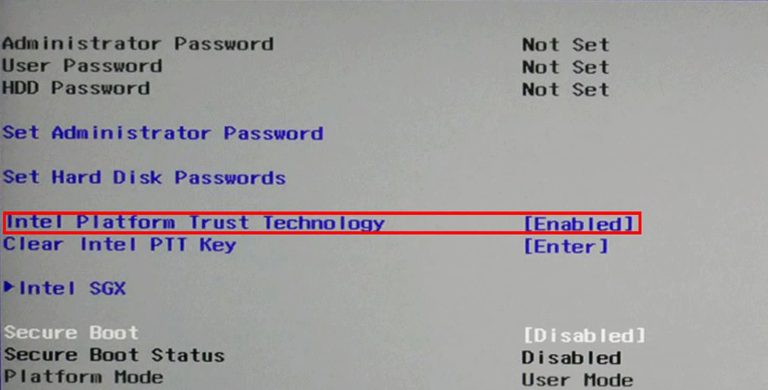 Intel platform trust technology что это в биосе