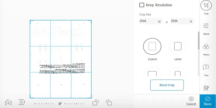 crop-adjust-and-apply-filter-to-scan-from-hp-smart