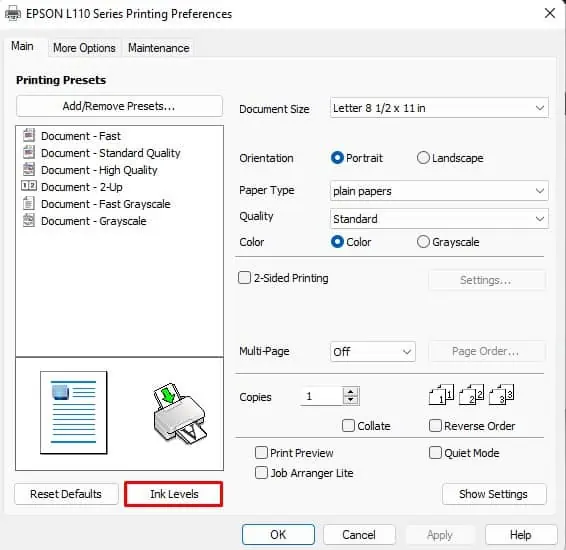 ink-levels-tab-on-epson-printer