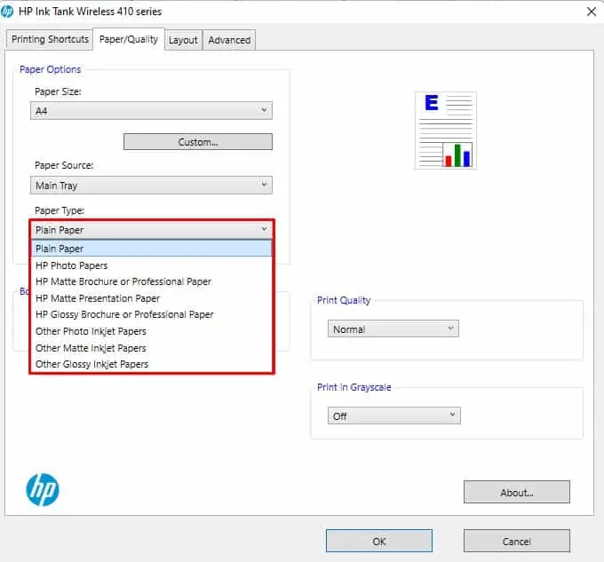 paper-type-in-hp-printer