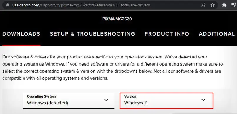 choose-windows-version-while-downloading-canon-driver