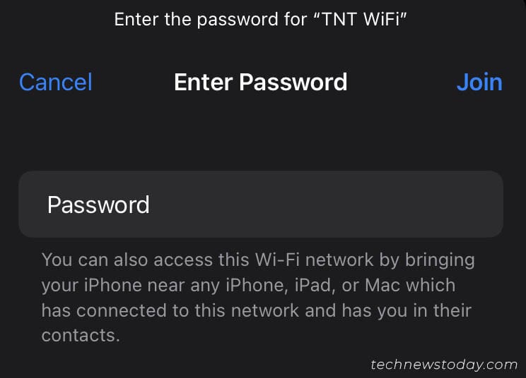 enter ios password to connect wifi