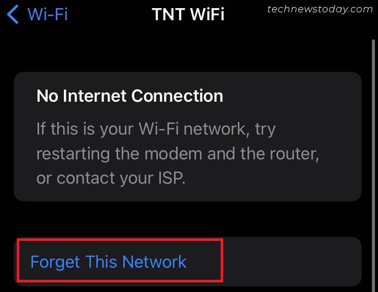 forget this network ios