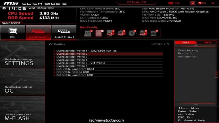 msi bios settings windows 10