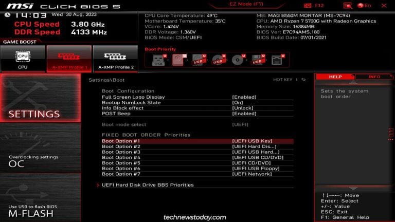 how to load default bios settings msi