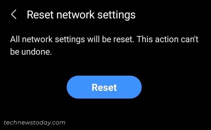 reset button in reset network settings android
