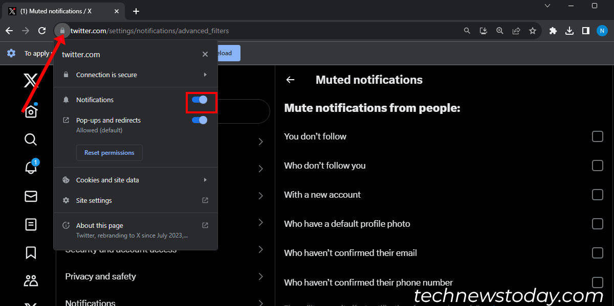 Click on Padlock and toggle on for Notifications