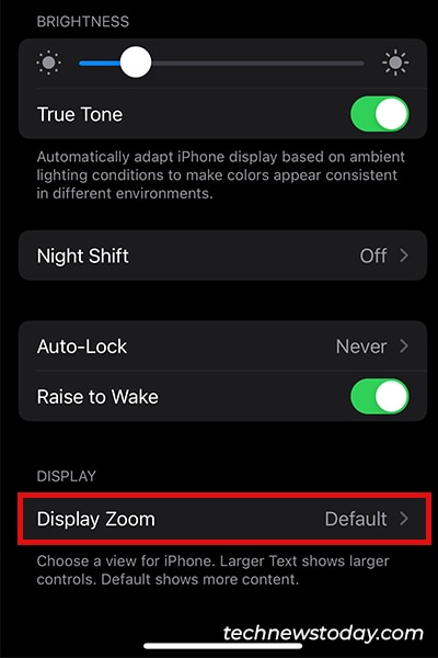 Display Zoom iPhone Settings