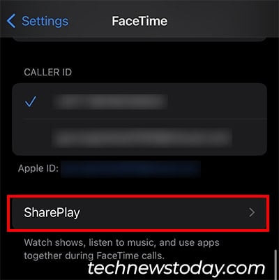 Scroll Down and Tap on SharePlay
