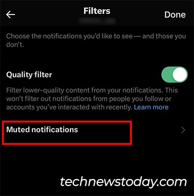 Tap on Muted notifications