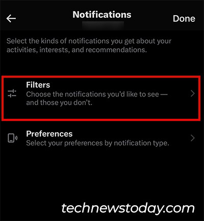 Tap on Settings-Filters