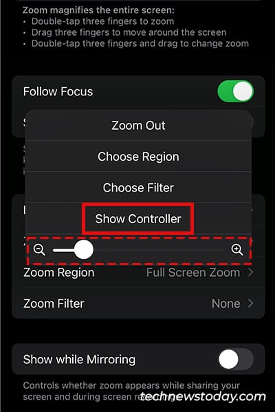 Zoom Controls iPhone