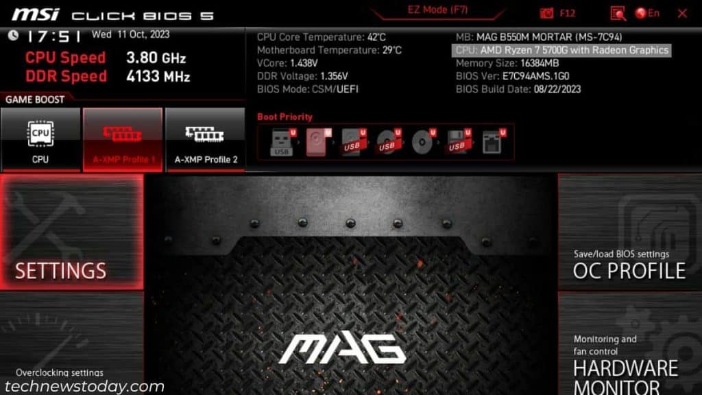 cpu information from msi bios