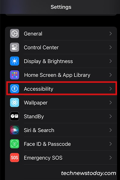 iPhone Settings Accessibility