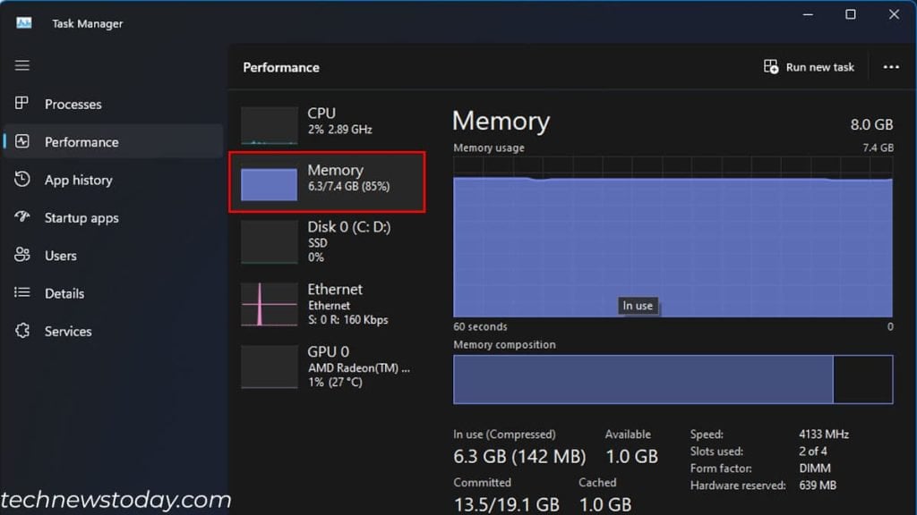 check total ram in task manager