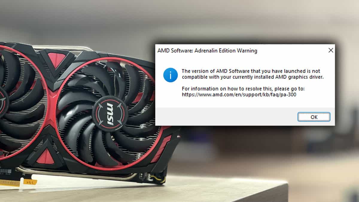 Radeon software and driver version do not discount match