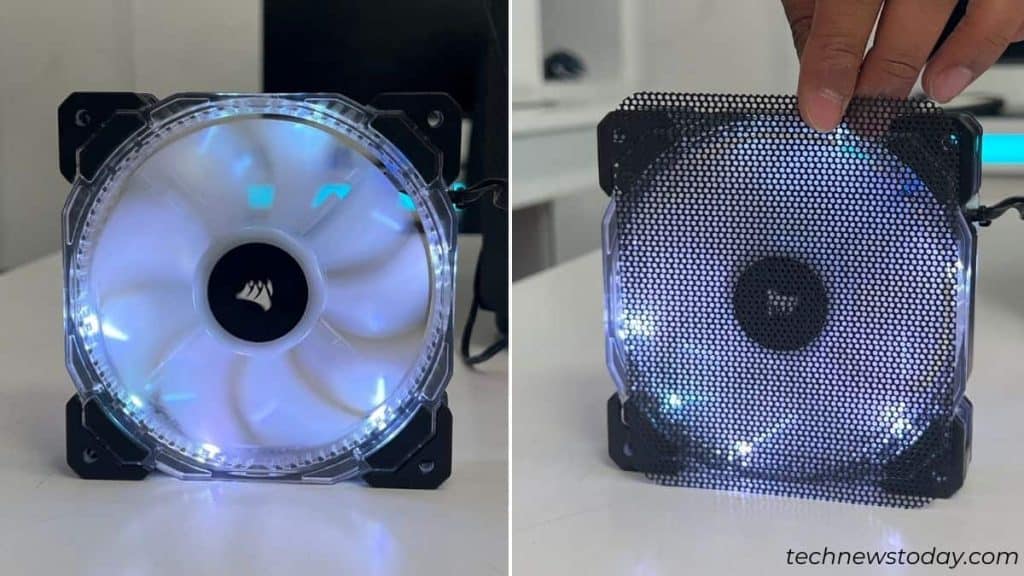 fan with dust filter vs without dust filter